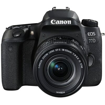 Canon EOS 77D Camera with EF-S 18-55mm f/4-5.6 IS STM Lens - Black Canon EOS 77D Camera with EF-S 18-55mm f/4-5.6 IS STM Lens - Black