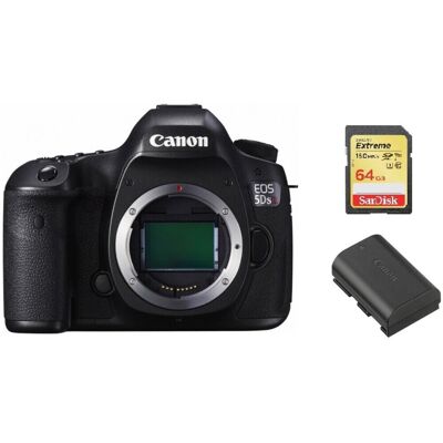 Canon EOS 5DSR Body + 64GB SD Card + LP-E6N Battery - 50.6MP High-Resolution DSL Canon EOS 5DSR Body + 64GB SD Card + LP-E6N Battery - 50.6MP High-Resolution DSL