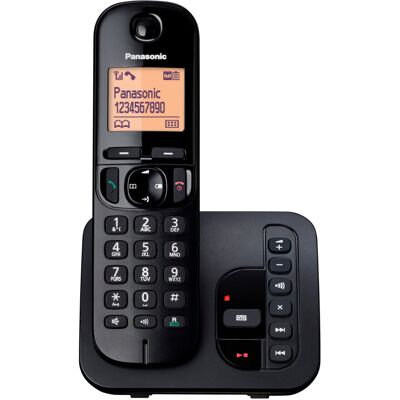 Panasonic KX-TGC220EB DECT Cordless Phone with Answering Machine, 1.6 inch Easy- Panasonic KX-TGC220EB DECT Cordless Phone with Answering Machine, 1.6 inch Easy-