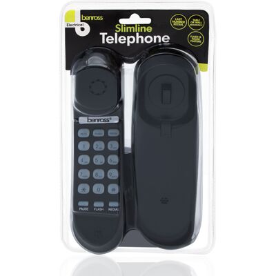 Benross 44550 Slimline Corded Telephone / Table & Wall Mountable / Black Benross 44550 Slimline Corded Telephone / Table & Wall Mountable / Black