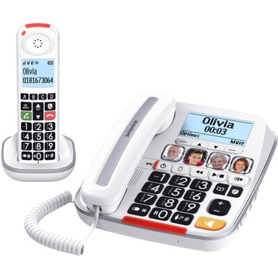SWISSVOICE 3355 Corded Big Button Phone for Elderly with Answering Machine and A SWISSVOICE 3355 Corded Big Button Phone for Elderly with Answering Machine and A