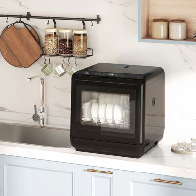 HOMCOM Countertop Dishwasher with Dual Water Supply and 6 Programs, Black HOMCOM Countertop Dishwasher with Dual Water Supply and 6 Programs, Black