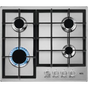 AEG 60cm 4 Burner Gas Hob With Cast Iron Pan Stands : Stainless Steel AEG 60cm 4 Burner Gas Hob With Cast Iron Pan Stands : Stainless Steel