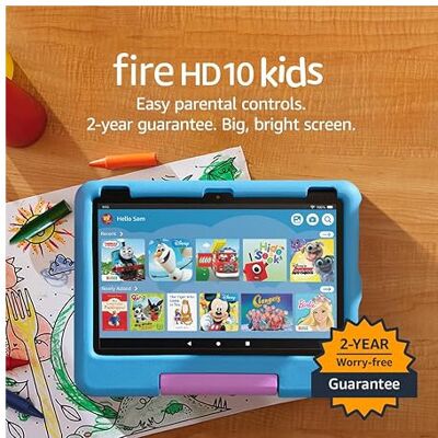 Amazon Fire HD 10 Kids tablet ages 3 to 7 2023 release, 32 GB, Blue Amazon Fire HD 10 Kids tablet ages 3 to 7 2023 release, 32 GB, Blue