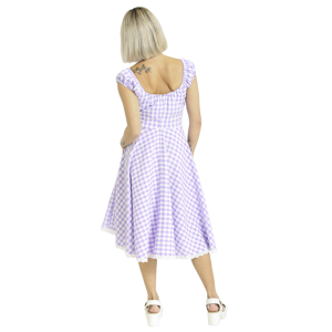 Hell Bunny B.B 50s Dress Medium-length dress purple white  - Size: Small - Women