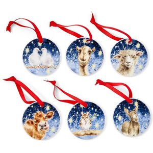 Wrendale Designs Set of 6 Nativity Animal Christmas Decorations