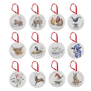 Wrendale Designs Ceramic Christmas Decoration 12 Days of Christmas Decorations