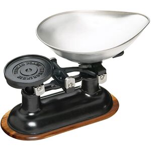 KitchenCraft Traditional Balance Scales in Black, Acacia Wood Stand