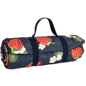 Summerhouse by Navigate Strawberries & Cream 175 x 140cm Picnic Blanket Navy Quilted Summerhouse by Navigate Strawberries & Cream 175 x 140cm Picnic Blanket Navy Quilted