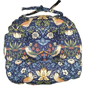 William Morris Strawberry Thief Navy Piped Seat Pad William Morris Strawberry Thief Navy Piped Seat Pad