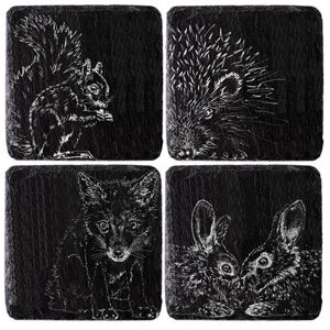 The Just Slate Company Set of 4 Woodland Friends Slate Coasters The Just Slate Company Set of 4 Woodland Friends Slate Coasters