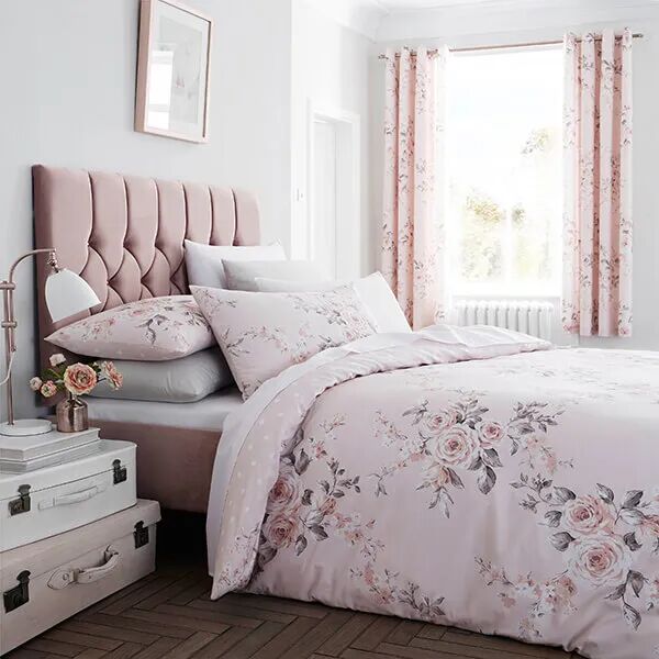 Catherine Lansfield Canterbury Super King Duvet Set Blush
