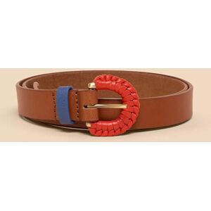 White Stuff Woven Leather Buckle Belt Mid Tan