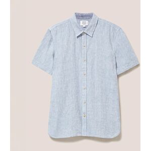 White Stuff Mens Pembroke Short Sleeve Linen Shirt Chambray Blue