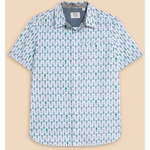 White Stuff Mens Geo Fish Printed Short Sleeve Shirt White