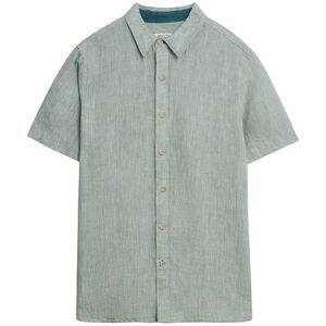 White Stuff Mens Pembroke Short Sleeve Linen Shirt Mint Green