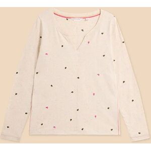 White Stuff Nelly Long Sleeve Embroidered T-Shirt Natural Multi