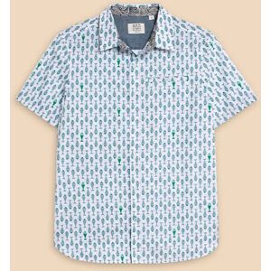 White Stuff Mens Geo Fish Printed Short Sleeve Shirt White