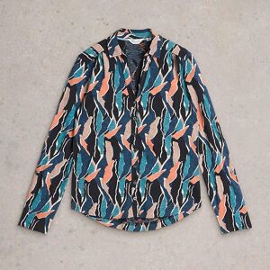 White Stuff Annie Collared Jersey Shirt Navy Print Size 8 White Stuff Annie Collared Jersey Shirt Navy Print Size 8