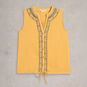 White Stuff Tulip Mic Sleeveless Shirt Mid Yellow Size 12 White Stuff Tulip Mic Sleeveless Shirt Mid Yellow Size 12