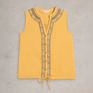 White Stuff Tulip Mic Sleeveless Shirt Mid Yellow Size 20 White Stuff Tulip Mic Sleeveless Shirt Mid Yellow Size 20