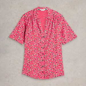 White Stuff Annie Short Sleeve Jersey Shirt Coral Print Size 12 White Stuff Annie Short Sleeve Jersey Shirt Coral Print Size 12