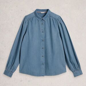 White Stuff Sienna Shirt Chambray Blue Size 16 White Stuff Sienna Shirt Chambray Blue Size 16