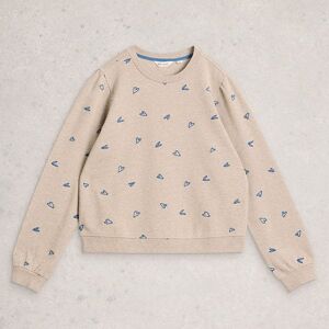 White Stuff Heart Embroidered Sweatshirt Grey Marl Size 18 White Stuff Heart Embroidered Sweatshirt Grey Marl Size 18