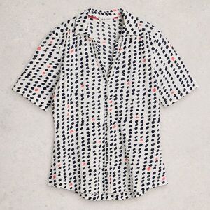 White Stuff Annie Short Sleeve Jersey Shirt Ivory Print Size 14 White Stuff Annie Short Sleeve Jersey Shirt Ivory Print Size 14