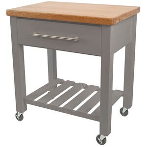 T&G; Loft Grey Hevea With Oak Top Kitchen Trolley Flat Packed