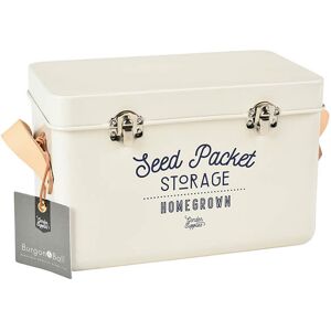 Burgon & Ball Leather Handled Seed Packets Storage Tin - Stone