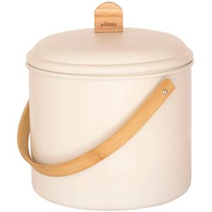 Pebbly Cream Compost Bin 7 Litre Metal Bamboo and Charcoal Filter