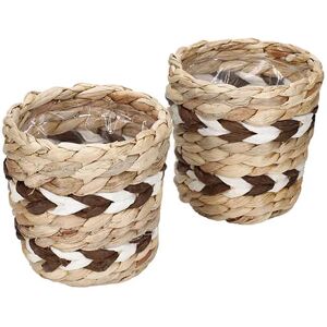 KitchenCraft Woven Water Hyacinth Chevron Planters Set of 2