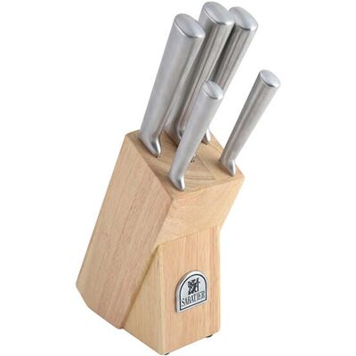 Sabatier Five Piece Knife Set With Wooden Storage Block Sabatier Five Piece Knife Set With Wooden Storage Block