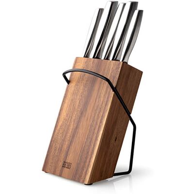 Taylor s Eye Witness Hamilton Stainless Steel 5 Piece Hollow Handle Acacia Wood Knife Block Set Taylor s Eye Witness Hamilton Stainless Steel 5 Piece Hollow Handle Acacia Wood Knife Block Set