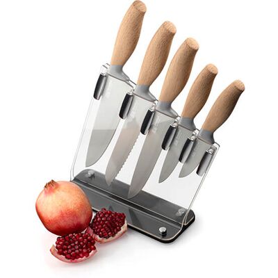 Taylor s Eye Witness Brooklyn Beech 5 Piece Sloping Knife Block Set Taylor s Eye Witness Brooklyn Beech 5 Piece Sloping Knife Block Set