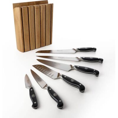 Robert Welch Professional Book Oak 7 Piece Knife Block Set Robert Welch Professional Book Oak 7 Piece Knife Block Set