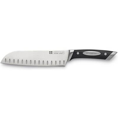 Scanpan Classic 18cm Santoku Knife - Kullenschliff, Black & Silver Scanpan Classic 18cm Santoku Knife - Kullenschliff, Black & Silver