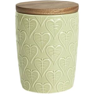 T&G; Green House Heart Leaf Store Jar with Rustic Acacia Lid