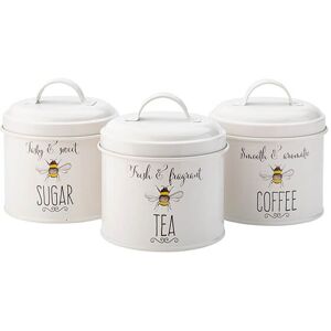 English Tableware Company Bee Happy Painted Steel Storage Tin Set