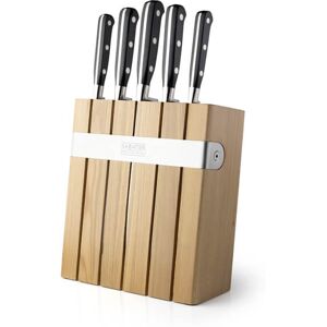 Sabatier Professional 5 Piece Kitchen Knife Set & Oak/Stainless Steel Knife Block