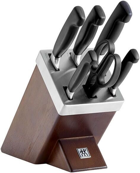 Zwilling J A Henckels Four Star 7 Piece Self Sharpening Ash Brown Knife Block Set