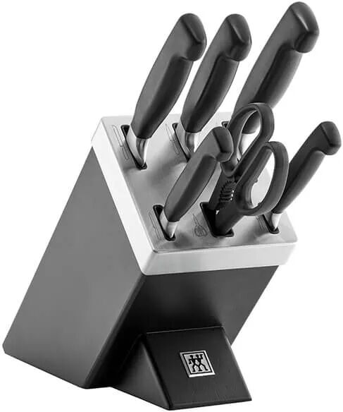 Zwilling J A Henckels Four Star 7 Piece Knife Block Set with KiS Technology, Black