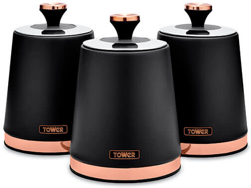 Tower Cavaletto Set of 3 Canisters Black
