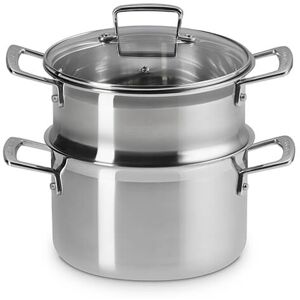 Le Creuset Brand Model 20cm - Casserole Set with Steamer - Deep Stainless Steel Le Creuset Brand Model 20cm - Casserole Set with Steamer - Deep Stainless Steel