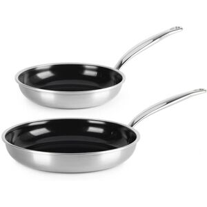 GreenPan Premiere 3-Ply Stainless Steel Ceramic Non-Stick Frying Pan Set - 20cm & 28cm GreenPan Premiere 3-Ply Stainless Steel Ceramic Non-Stick Frying Pan Set - 20cm & 28cm