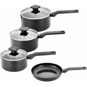 Stoven Noir 4 Piece Saucepan Set with 24cm Frying Pan Stoven Noir 4 Piece Saucepan Set with 24cm Frying Pan