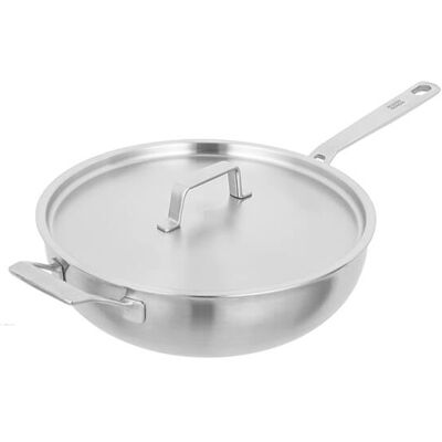 Kuhn Rikon Culinary Fiveply 24cm Uncoated Wok Pan With Lid And Long Helper Handles Kuhn Rikon Culinary Fiveply 24cm Uncoated Wok Pan With Lid And Long Helper Handles