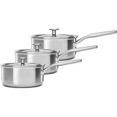 KitchenAid Multi-Ply Stainless Steel 3ply 3 Piece Saucepan Set KitchenAid Multi-Ply Stainless Steel 3ply 3 Piece Saucepan Set