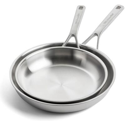 KitchenAid Multi-Ply Stainless Steel 24cm & 28cm Frying Pan Set KitchenAid Multi-Ply Stainless Steel 24cm & 28cm Frying Pan Set